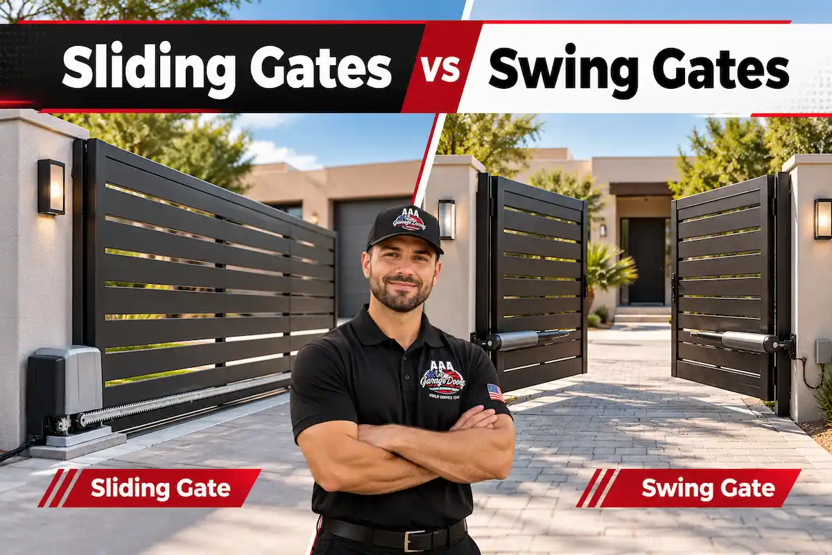 Automatic gate repair Arizona comparison of sliding gates and swing gates with professional technician