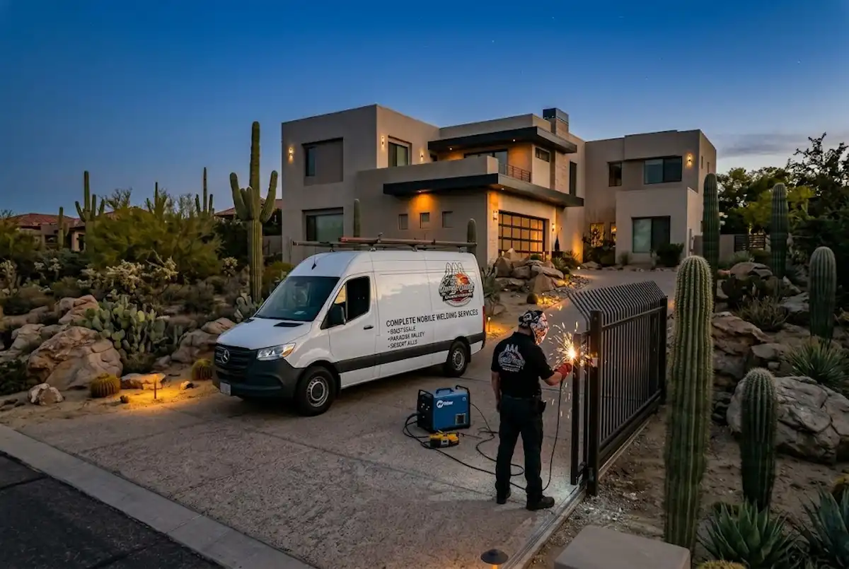 AAA Garage Doors mobile welding services van and technician in Scottsdale