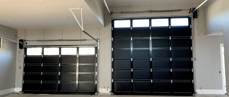 new black garage doors installed